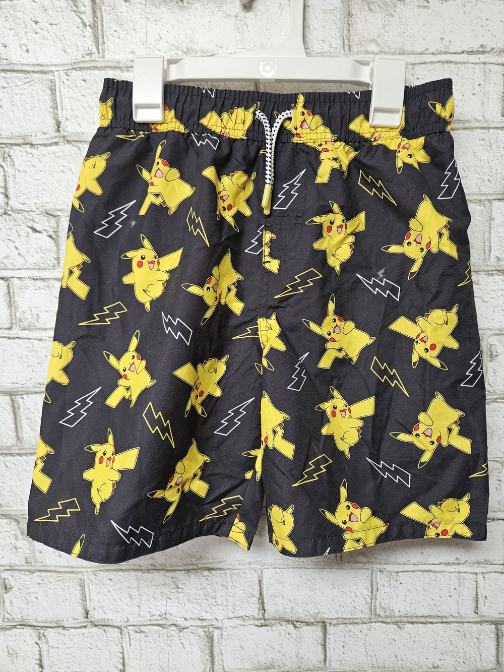 Pokemon Boy's Black and Yellow Pikachu Swim Trunks Size L Drawstring NWT